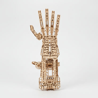 wooden mechanical hand back view 3d wooden puzzle for adults cyber hand gauntlet robotic hand model engineering DIY