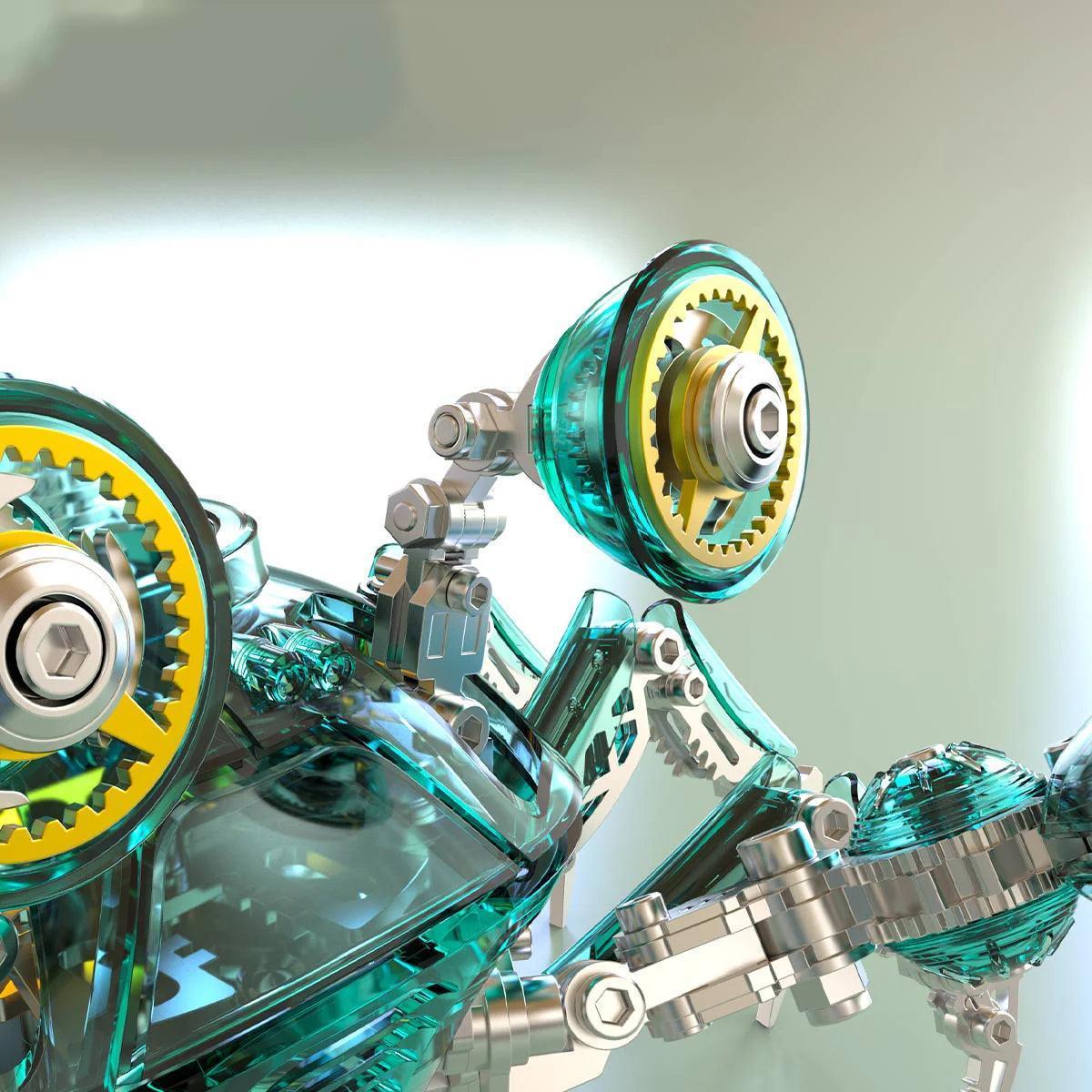 brass cogs and eye stalk detail on a teal mechanical crab, metal puzzles for adults with no glue needed, Green