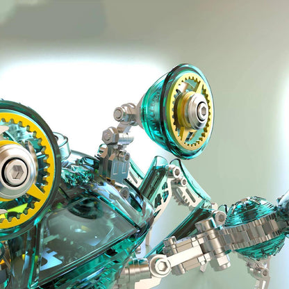 brass cogs and eye stalk detail on a teal mechanical crab, metal puzzles for adults with no glue needed, Green