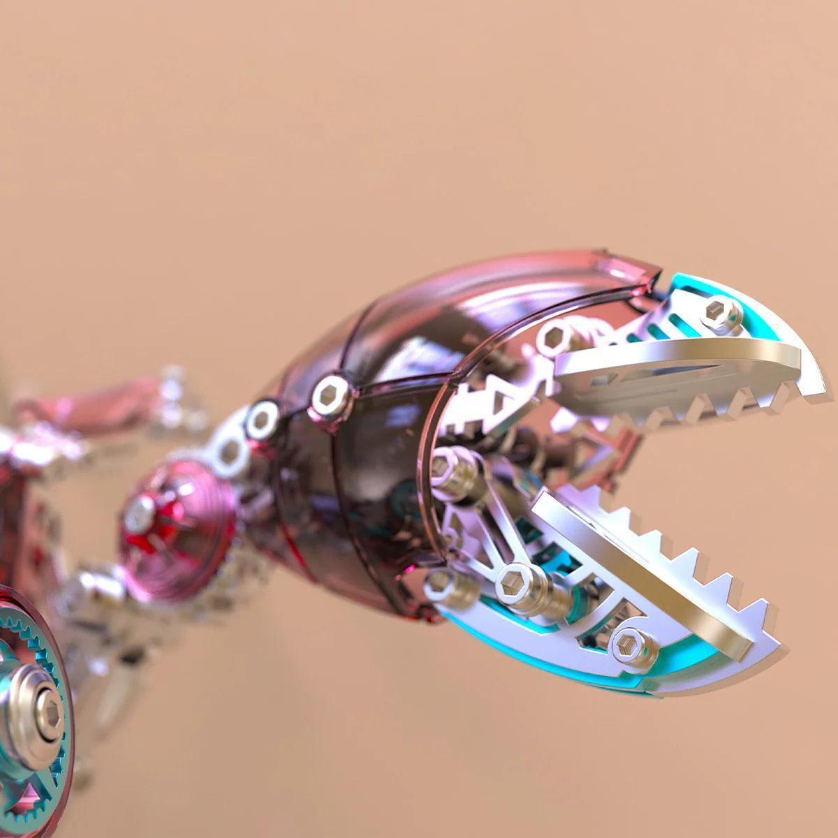serrated crab pincer detail in machined metal, hobby model kit that rewards patient assembly work, Red