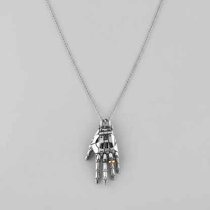Mechanical Cybernetic Hand Pendant - Articulated Steampunk Jewelry with Movable Joints