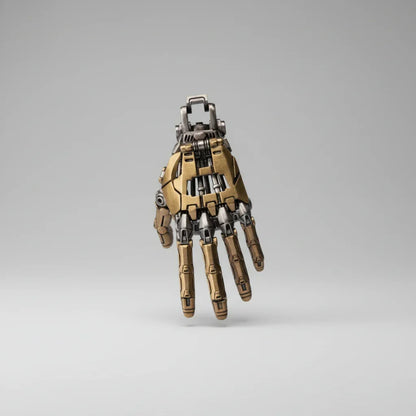 articulated mechanical cybernetic hand pendant with movable finger joints steampunk necklace for artists collectors - Gold, Silver