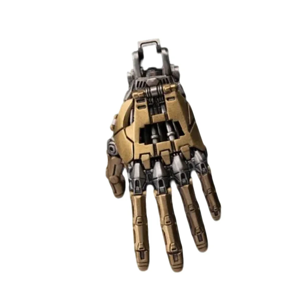 cybernetic hand pendant necklace with poseable knuckles antique copper finish gift for engineers designers tinkerers - Gold, Silver
