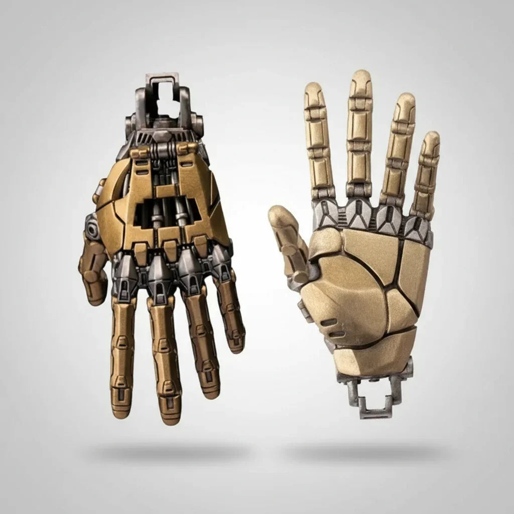 mechanical hand keychain pendant with movable joints gift for cosplay costume builders cybernetic aesthetic fans - Gold, Silver