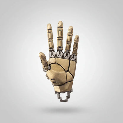 articulated steampunk pendant cybernetic hand jewelry conversation piece birthday christmas gift for makers - Gold, Silver
