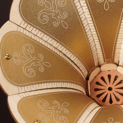 pearl gold horn brass effect carved fleur de lis vintage gramophone music box wooden craft kit decor