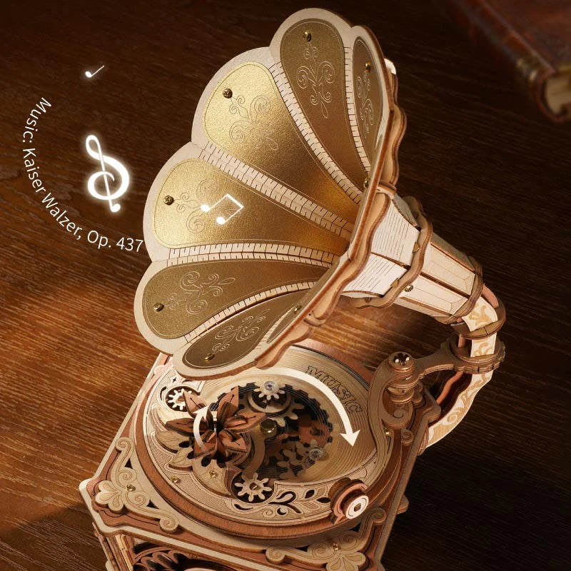 wind up music box plays kaiser walzer op 437 emperor waltz mechanical gramophone kit valentines day gift for her