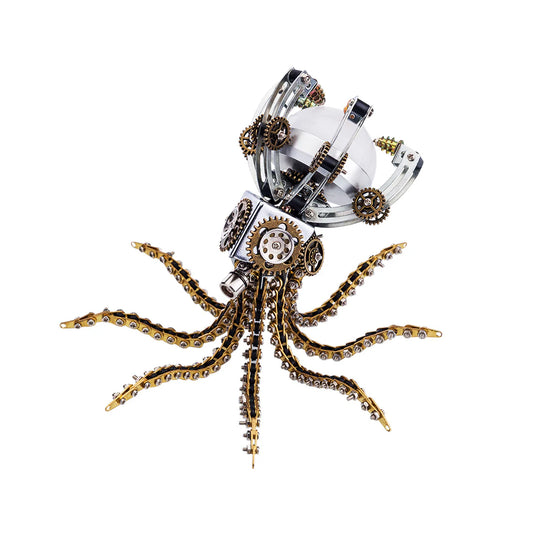 Puzzloria | DIY 3D Metal Steampunk Galaxy Craft Puzzle Mechanical Octopus with Desk Lamp Model-1060PCS