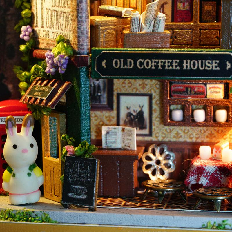 diy dollhouse kit miniature tin box theatre with cottage furniture and garden planting, Green, Pink, Blue, Purple