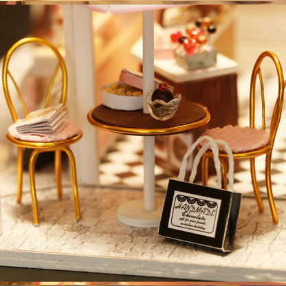 miniature house kits for adults lit patisserie model with handmade sweets and gold cafe chairs and counter