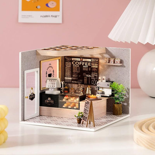 miniature house kits for adults lit cafe model with music box beginner hobby craft birthday gift for her