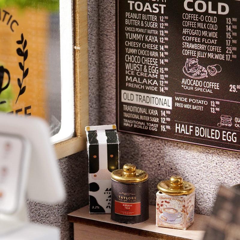 dollhouse kits for adults 1:24 scale cafe room box with music box and LED lighting craft gift idea for her