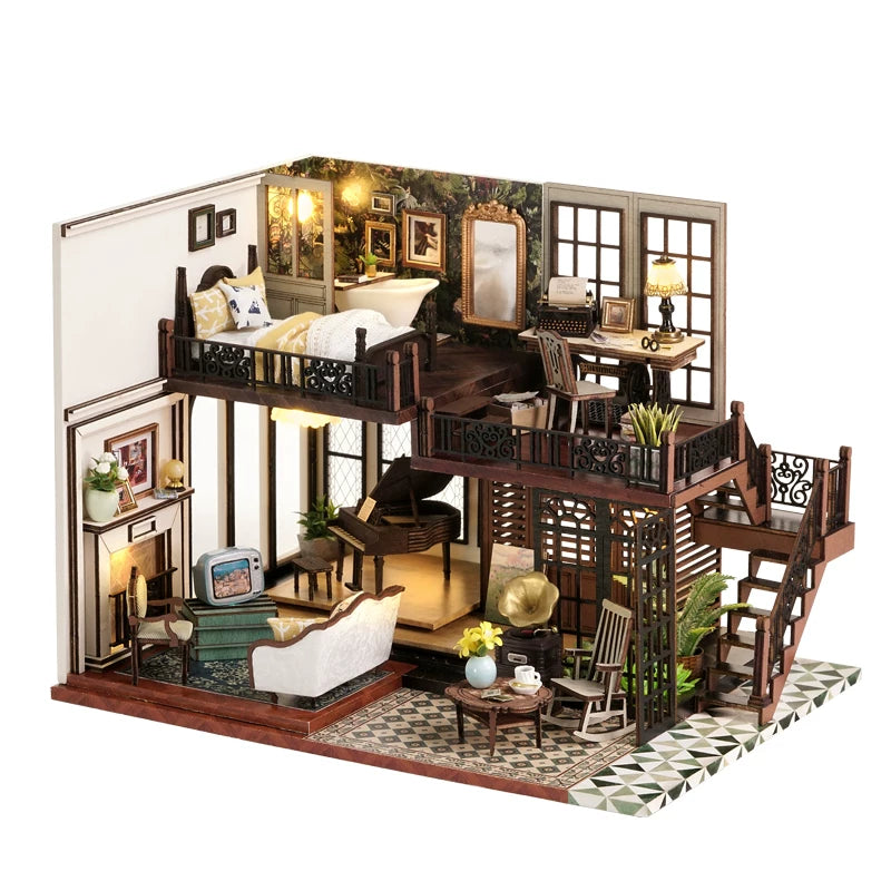DIY cottage creative model, time imprint scene villa, children's assembly craft educational toy, healing the soul