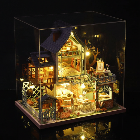 miniature house kits for adults large lit dollhouse with bedrooms kitchen and planted garden terrace