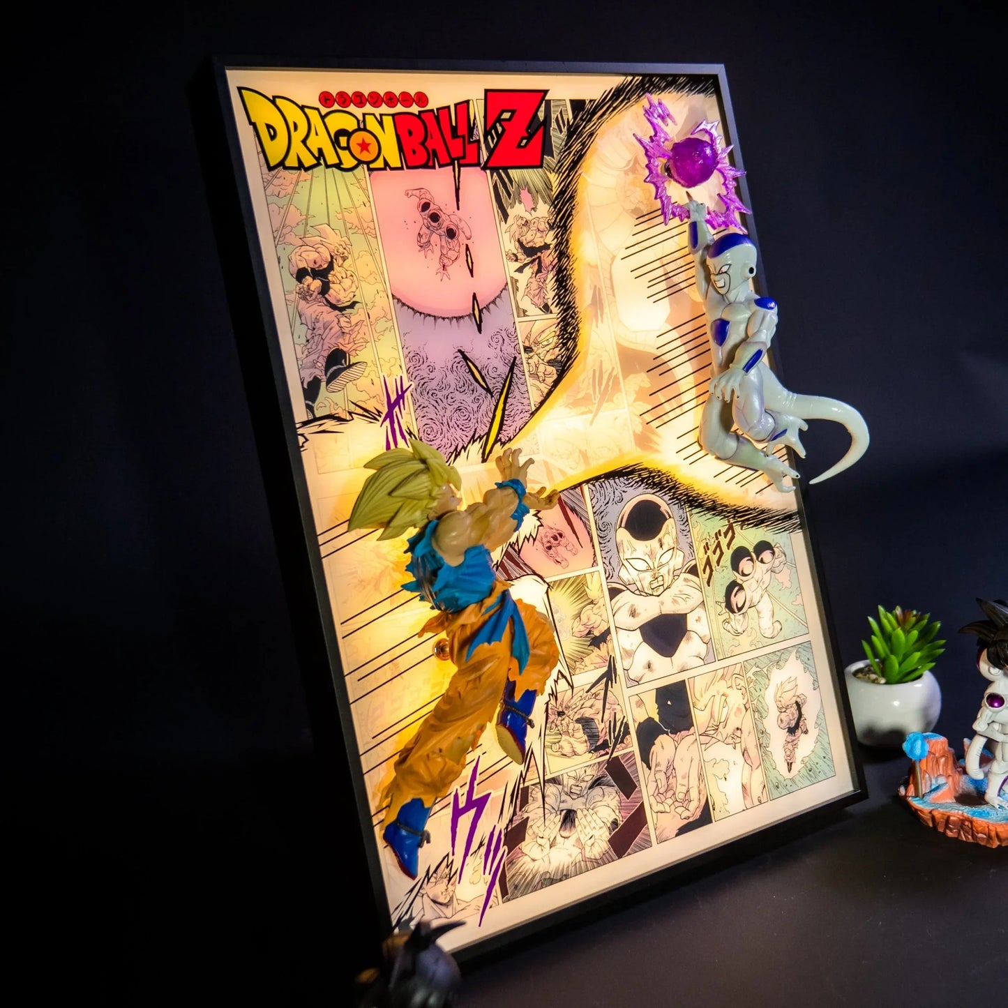 dragon ball z goku vs frieza 3d led light frame super saiyan kamehameha anime wall art for bedroom gaming room dbz fans