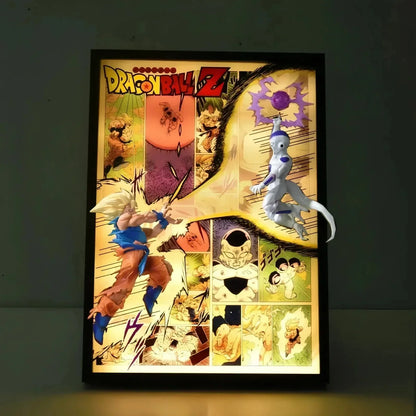 goku super saiyan led frame with three lighting modes wooden anime wall display gift for dbz collectors and manga readers