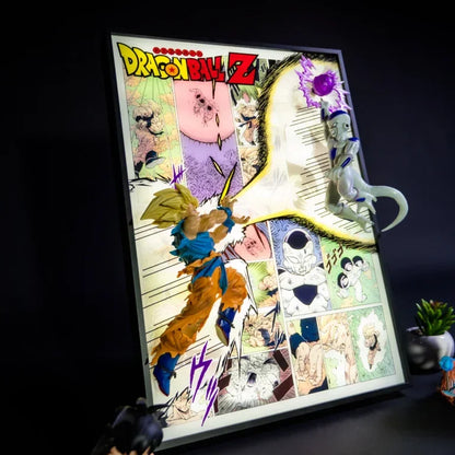 32 by 44 cm anime led wall frame goku frieza figures sculpted detail bedroom game room manga shelf accent piece