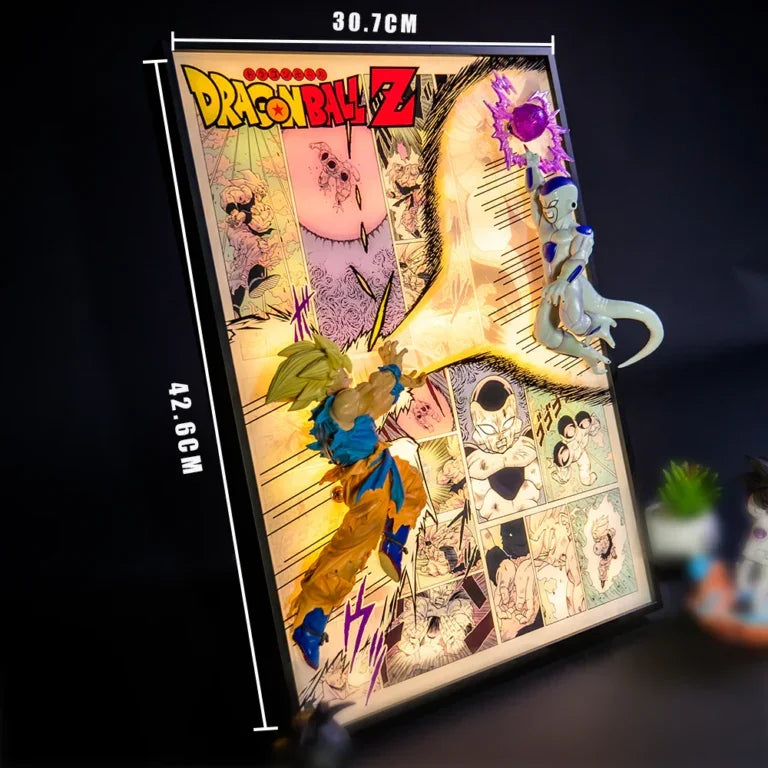 dragon ball z goku vs frieza 3d led light frame super saiyan kamehameha anime wall art for bedroom gaming room dbz fans