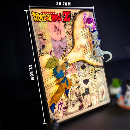 dragon ball z goku vs frieza 3d led light frame super saiyan kamehameha anime wall art for bedroom gaming room dbz fans