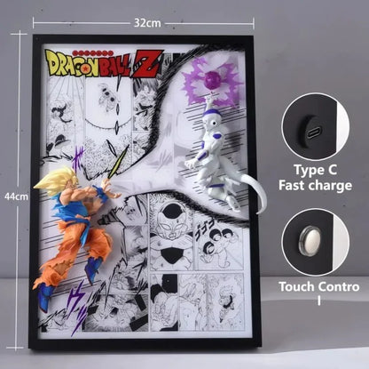 goku super saiyan led frame with three lighting modes wooden anime wall display gift for dbz collectors and manga readers