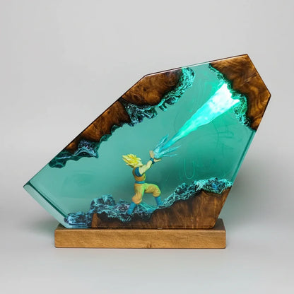 dragon ball z kakarot resin night light prism style wooden base goku super saiyan diorama anime desk decor – Prism Style