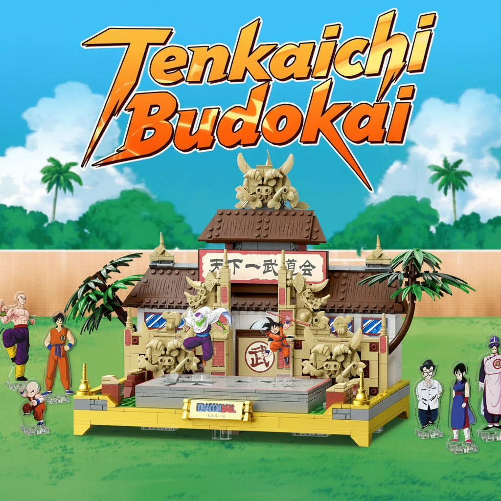 dragon ball z world martial arts tournament arena recreated as a collectible brick building set diorama for fans