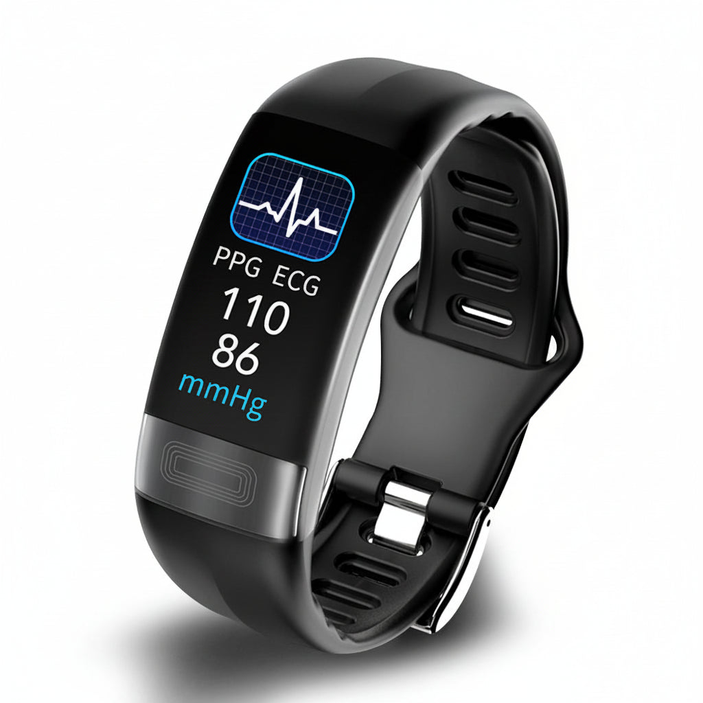 blood pressure bracelet with ECG monitoring and 24 hour heart rate, health tracker watch for men and seniors, Black
