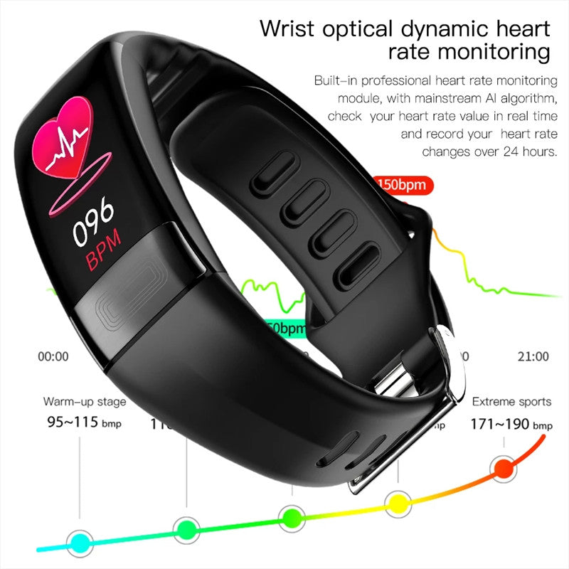 wrist heart rate monitor bracelet with 24 hour dynamic BPM tracking and AI algorithm, fitness band for gym, Black, Blue, Red