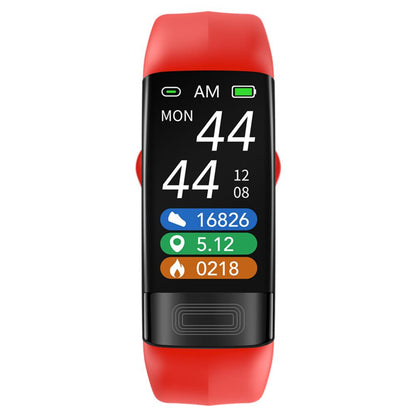ECG watch with heart rate variability reports and respiration rate monitoring, sporty health band for runners, Red