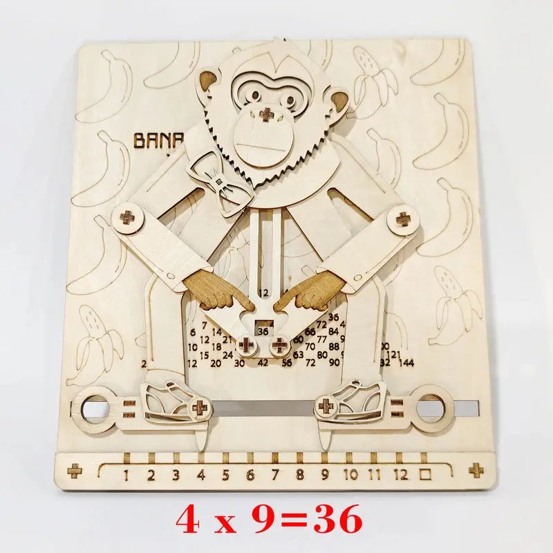 hands-on multiplication wooden puzzle monkey calculator 4x9=36 mechanical math toy classroom multiplication tables 1 to 12