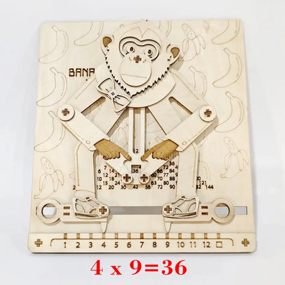 hands-on multiplication wooden puzzle monkey calculator 4x9=36 mechanical math toy classroom multiplication tables 1 to 12