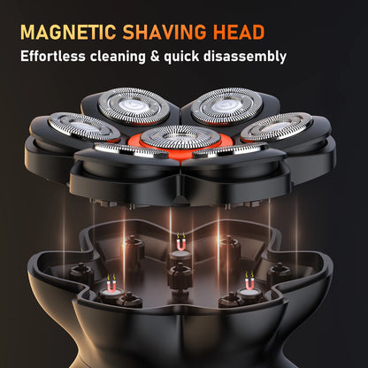 electric razor for head with detachable magnetic blade head for quick cleaning and easy blade replacement