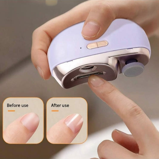 one handed electric fingernail clippers for weak grip strength, smooth trimmed nails with no manual filing, Purple