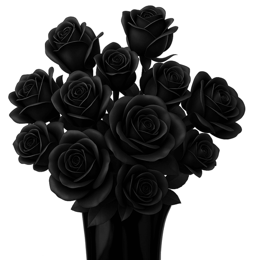 Black roses with a decorative box in the corner Eternal Black Rose Bouquet Building Blocks 3 and 12