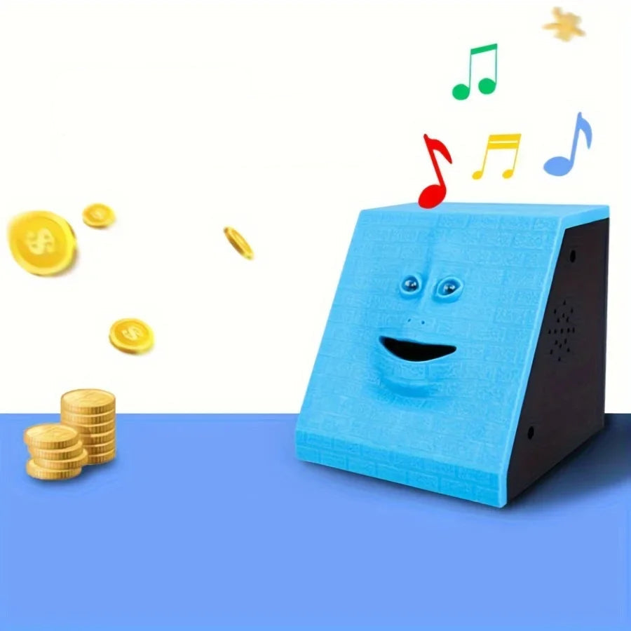 face bank coin eating piggy bank sensor activated mouth swallows coins funny money box for kids interactive saving toy red – Red, Blue, Pink