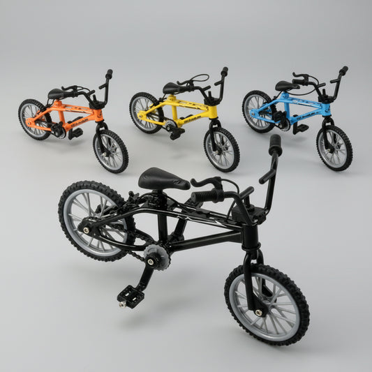 11.5 cm metal alloy finger bicycle model retro bmx geometry rotating wheels rubber tires display stand included – Orange, Black, Blue
