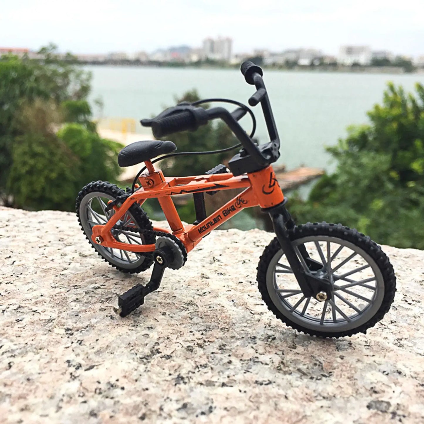 finger bmx bike diecast mini alloy model with working wheels chain drivetrain desk toy for adult collectors – Orange, Black, Blue