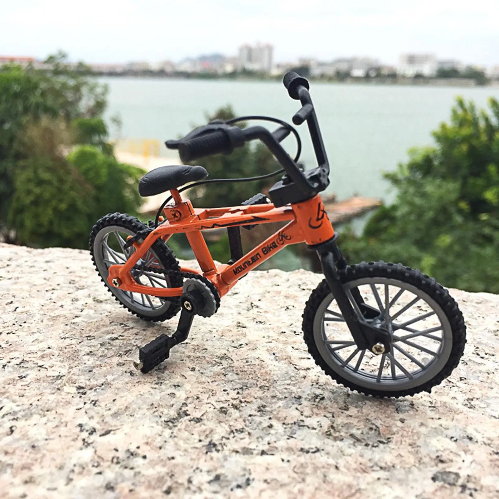 finger bmx bike diecast mini alloy model with working wheels chain drivetrain desk toy for adult collectors – Orange, Black, Blue