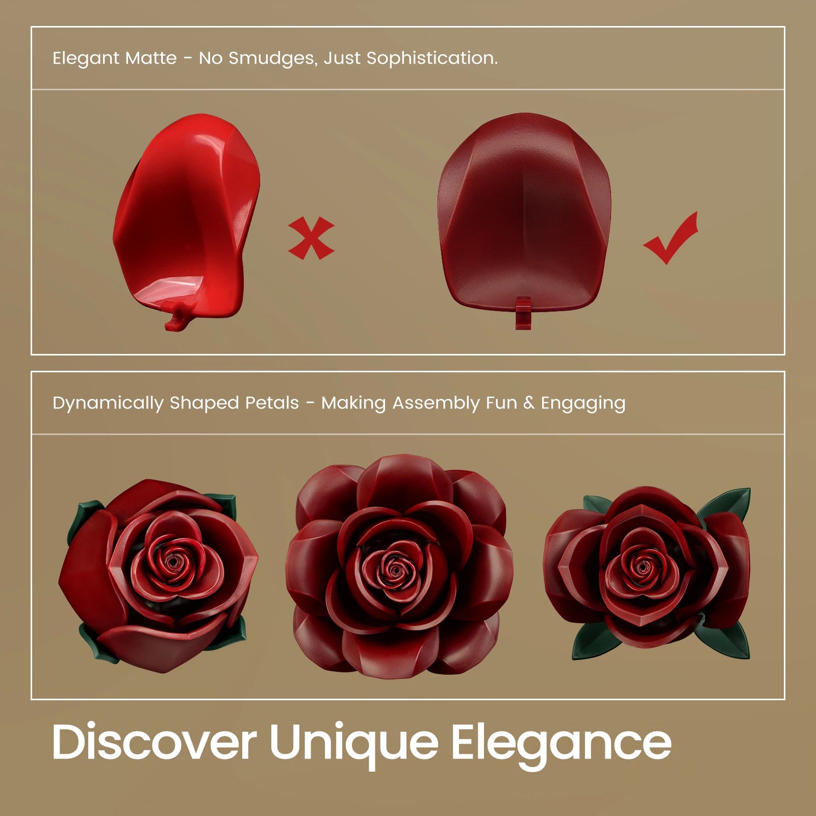 Flower building blocks bouquet set by Puzzloria with Burgundy Roses Bouquet for home decor