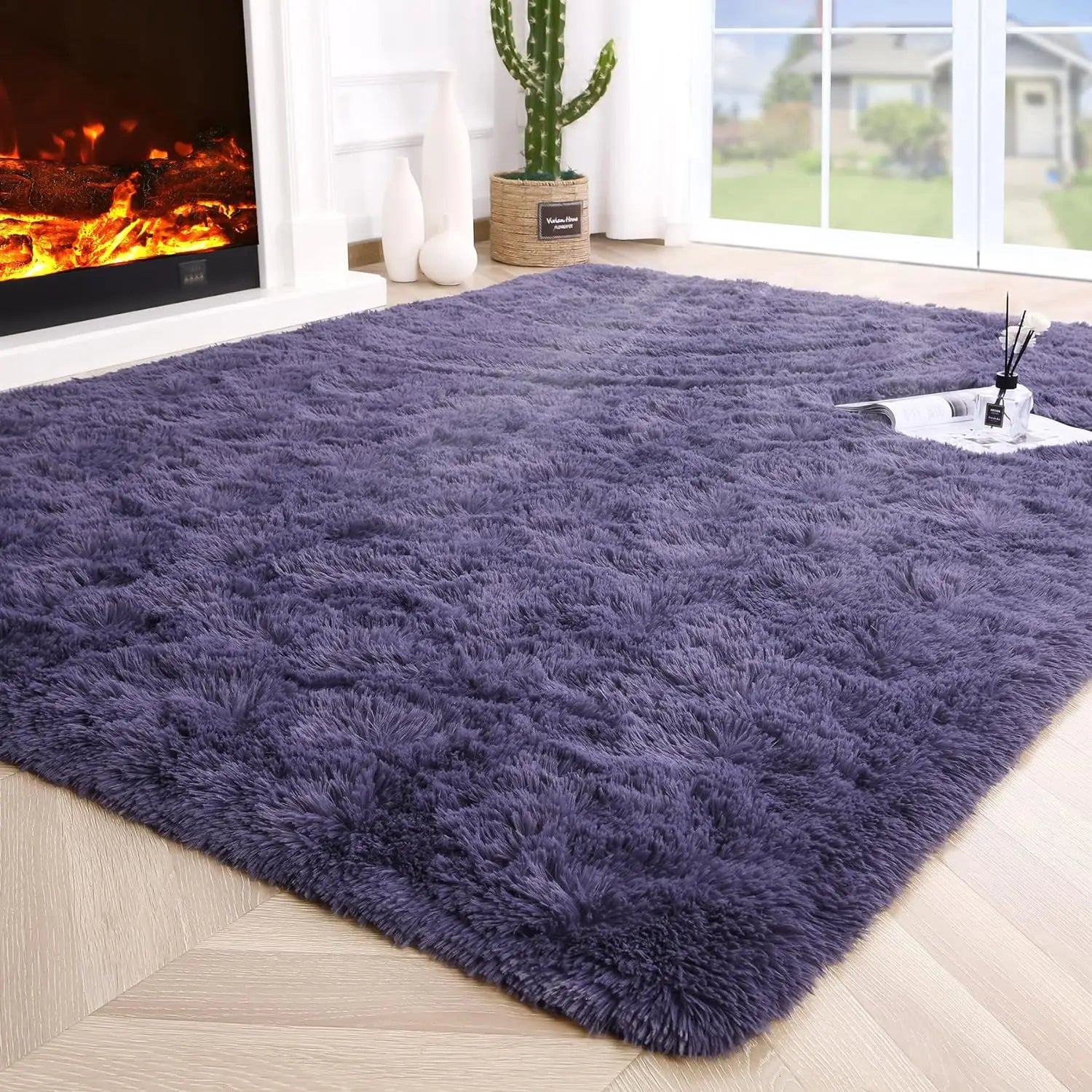 deep purple shag area rug plush fluffy high pile carpet for bedroom decor — SKU_1764527736109_456, SKU_1764527736109_418, SKU_1764527736109_757