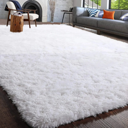 White fluffy rug Puzzloria Fluffy Shag Area Rug Cozy Home Decor Plush Carpetpillows.