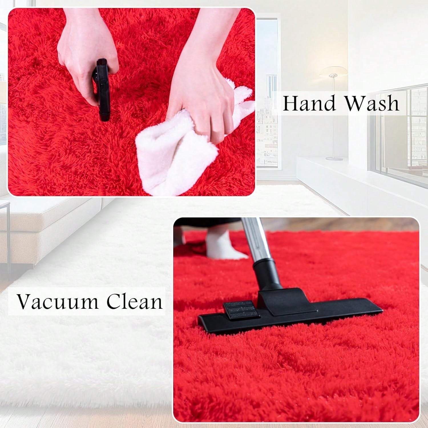 red bohemian shag area rug plush fluffy high pile soft carpet for living room — SKU_1764527736109_R46, SKU_1764527736109_R57, SKU_1764527736109_R810