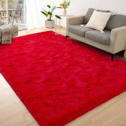 red fluffy shag rug for girls bedroom plush high pile soft carpet home decor — SKU_1764527736109_R46, SKU_1764527736109_R57, SKU_1764527736109_R810