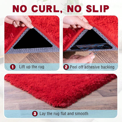 red modern shag area rug plush fluffy soft high pile carpet for bedroom decor — SKU_1764527736109_R46, SKU_1764527736109_R57, SKU_1764527736109_R810