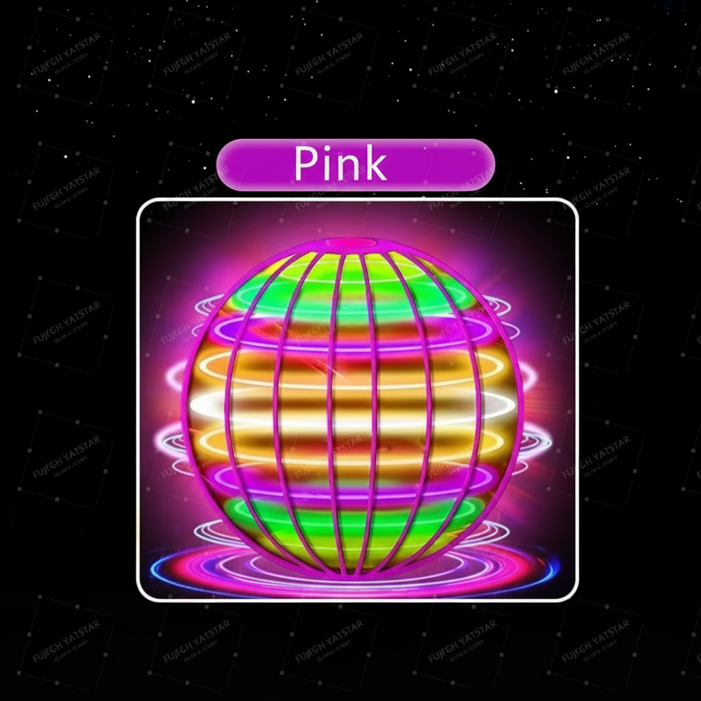 lying orb ball LED hover spinner rechargeable toy with boomerang mode, blue pink red