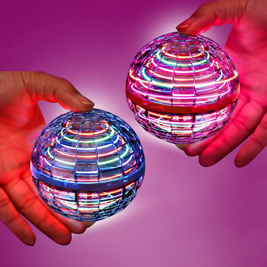 lying orb ball LED hover spinner rechargeable toy with boomerang mode, blue pink red
