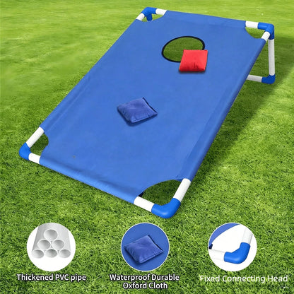 cornhole boards with waterproof oxford cloth and fixed connecting heads, portable toss game for picnics and camping, Blue Board, 2 Boards (Red + Blue)