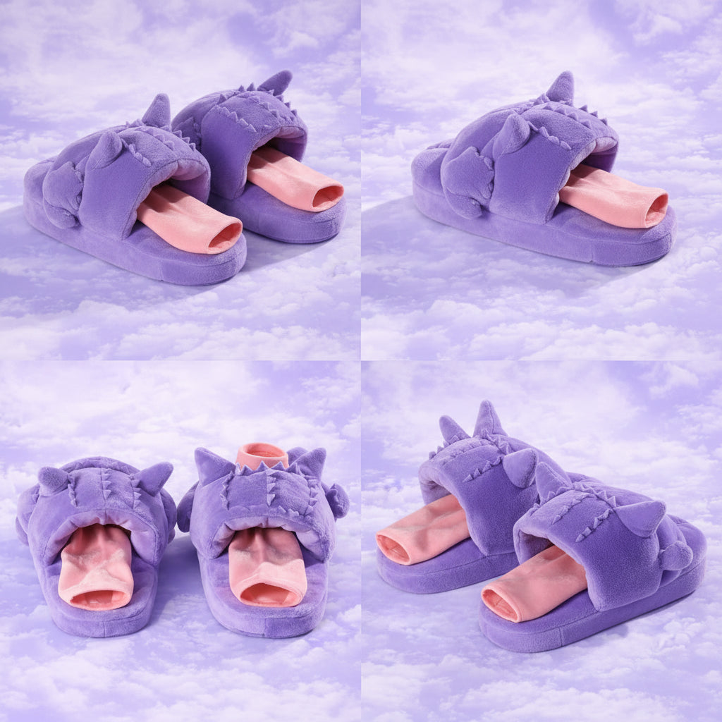gengar plush slippers anime fan pokemon ghost type kawaii tongue out cozy house shoes indoor winter footwear novelty gift 3256811681395735  3256811681395735-1