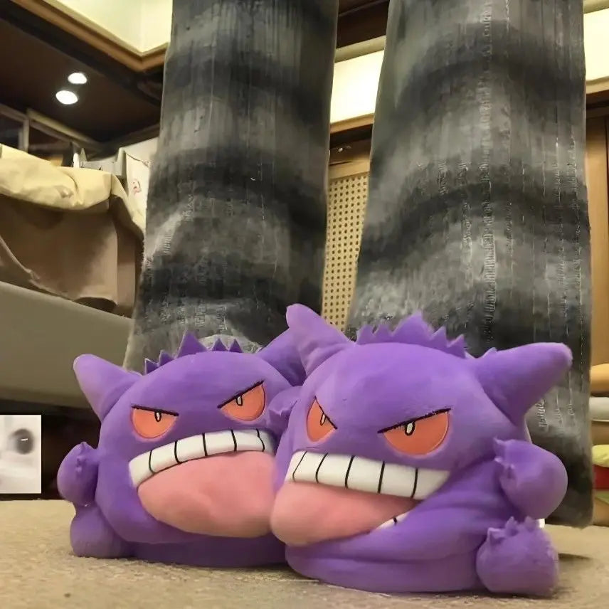 pokemon gengar plush slippers tongue out anime ghost cozy house shoes indoor lounge kawaii winter footwear novelty fashion 3256811681395735  3256811681395735-1