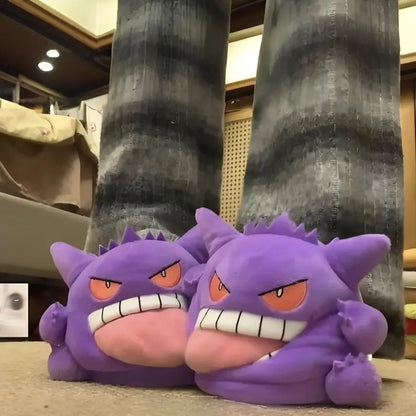 pokemon gengar plush slippers tongue out anime ghost cozy house shoes indoor lounge kawaii winter footwear novelty fashion 3256811681395735  3256811681395735-1